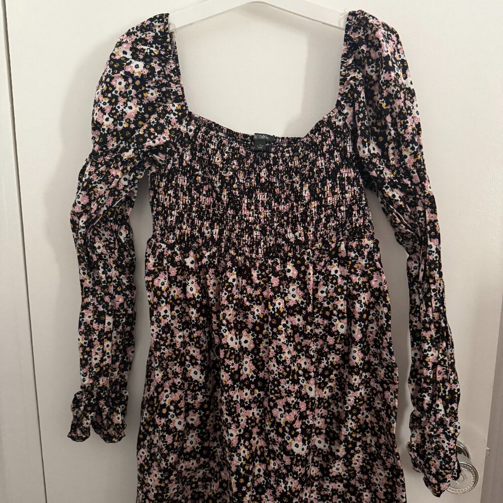 Wild Fable Long Sleeve Floral Size Large Babydoll Dress 100% Cotton